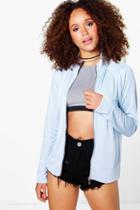 Boohoo Amelia Funnel Neck Bomber Sky