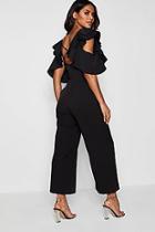 Boohoo Sarah Statement Ruffle Cross Back Jumpsuit