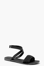 Boohoo Lucy Plaited Cross Ankle Strap Suede Sandals