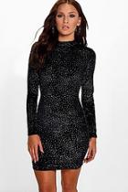 Boohoo Kyra Metallic Velvet Bodycon Dress