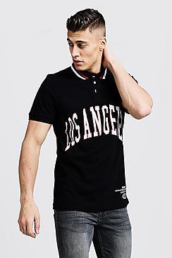 Boohoo Polo Shirt With Los Angeles Print