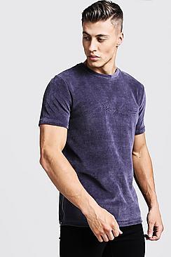 Boohoo Velour Man Signature T-shirt With Zips