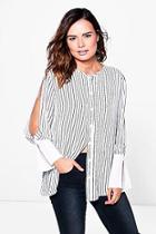 Boohoo Polly Striped Split Sleeve Cuff Detail Shirt