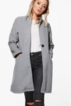Boohoo Megan Notch Neck Coat Grey