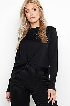 Boohoo Plus Ribbed Twist Front T-shirt