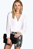 Boohoo Robyn Open Placket White Shirt