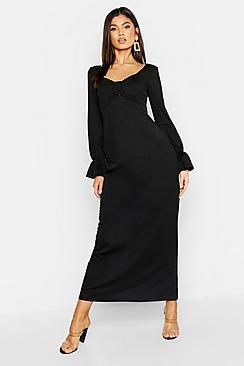 Boohoo Jersey Peasant Buckle Maxi Dress