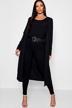 Boohoo Collarless Longline Cuff Detail Duster