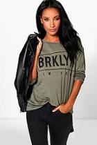 Boohoo Bernie Long Sleeve Brooklyn Printed Top