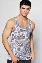 Boohoo Snake Floral Sublimation Tank Top White