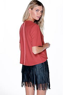 Boohoo Leah Premium Fabric Back Detail Shell Top