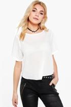 Boohoo Hannah Check Woven Boxy Tee White