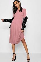 Boohoo Long Sleeve Midi Dress