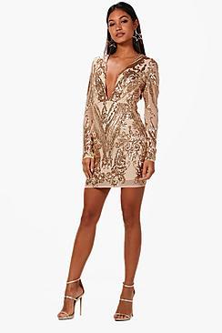 Boohoo Boutique Christie Sequin Mesh Bodycon Dress