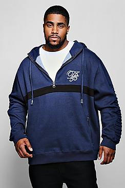 Boohoo Big And Tall Hoodie With Biker Details