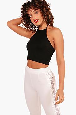 Boohoo Ally Basic Square Neck Halter Crop