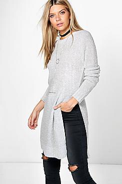Boohoo Maisie Boucle Side Split Tunic