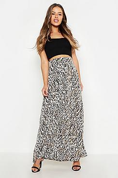 Boohoo Petite Animal Print Woven Split Maxi Skirt