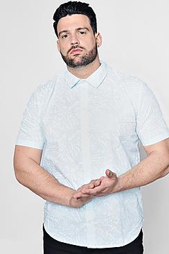 Boohoo Big And Tall Mint Print Shirt