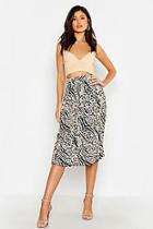 Boohoo Leopard Mixed Print Pleated Midi Skirt
