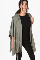 Boohoo Evie Hooded Jersey Utility Shacket Khaki