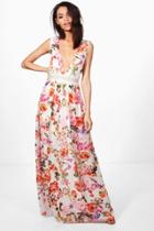 Boohoo Marlowe Floral Lace Trim Maxi Dress Multi