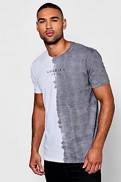 Boohoo Half Dyed Amerika Crew Neck T-shirt