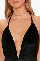 Boohoo Grace Chain Choker Layered Horn Detail Necklace