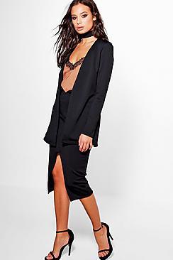 Boohoo Jessica Notch Split Midi Skirt