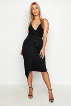 Boohoo Plus Wrap Button Down Bodycon Skirt