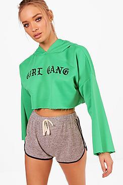 Boohoo Abby Athleisure Slogan Flared Sleeve Hoodie