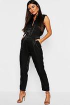 Boohoo Satin Utility Cargo Pocket Jumpsuit