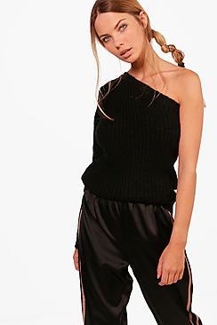 Boohoo Aimee One Shoulder Ribbed Jumper