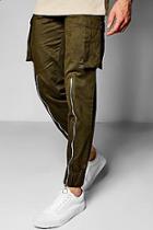 Boohoo Skinny Fit Cargo Trouser With Half Zip Detail