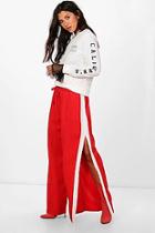 Boohoo Ava Woven Thigh Split Contrast Panel Trousers
