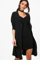 Boohoo Georgina Long Sleeve Belted Duster Black