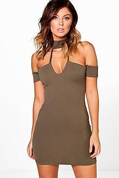 Boohoo Katie Choker Strappy Bodycon Dress