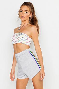Boohoo Rainbow Side Stripe Runner Short