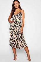 Boohoo Petite Leopard Print Strappy Midi Dress