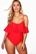 Boohoo Plus Jessica Drape Sleeve Swimsuit