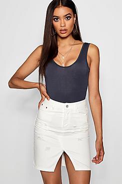 Boohoo White Denim Mini Skirt