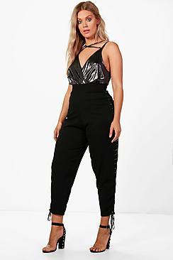 Boohoo Plus Anna Eyelet Detail Trouser