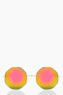 Boohoo Emma Mirrored Lens Angular Frame Sunglasses