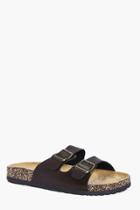 Boohoo Double Strap Faux Leather Sandal Brown