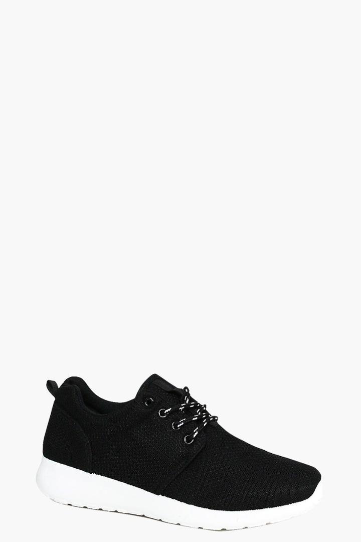 Boohoo Natalie Lace Up Trainer Black