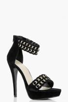 Boohoo Maya Chain Detail Platform Two Part Black