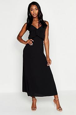 Boohoo Strappy Frill Detail Maxi Dress