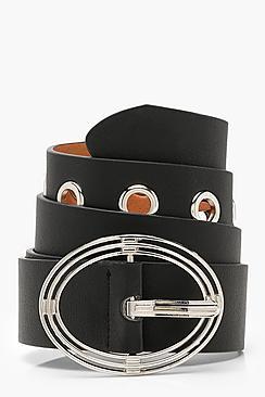 Boohoo Tia Triple Circle Buckle Eyelet Boyfriend Belt