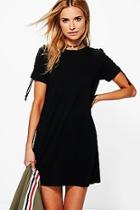 Boohoo Ciara Lace Up Shoulder T-shirt Dress