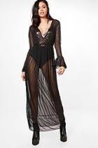 Boohoo Ria Mesh Ruffle Sleeve Maxi Dress